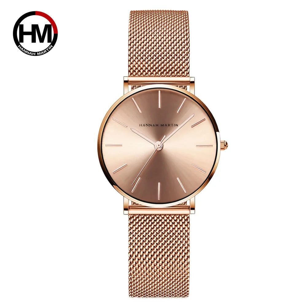Reloj Hannah Martin Elite – Oro Rosa 36mm – Elegancia Minimalista y Diseño Premium