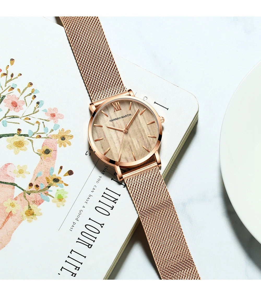Reloj Hannah Martin Elite – Oro Rosa 36mm – Elegancia Minimalista y Diseño Premium