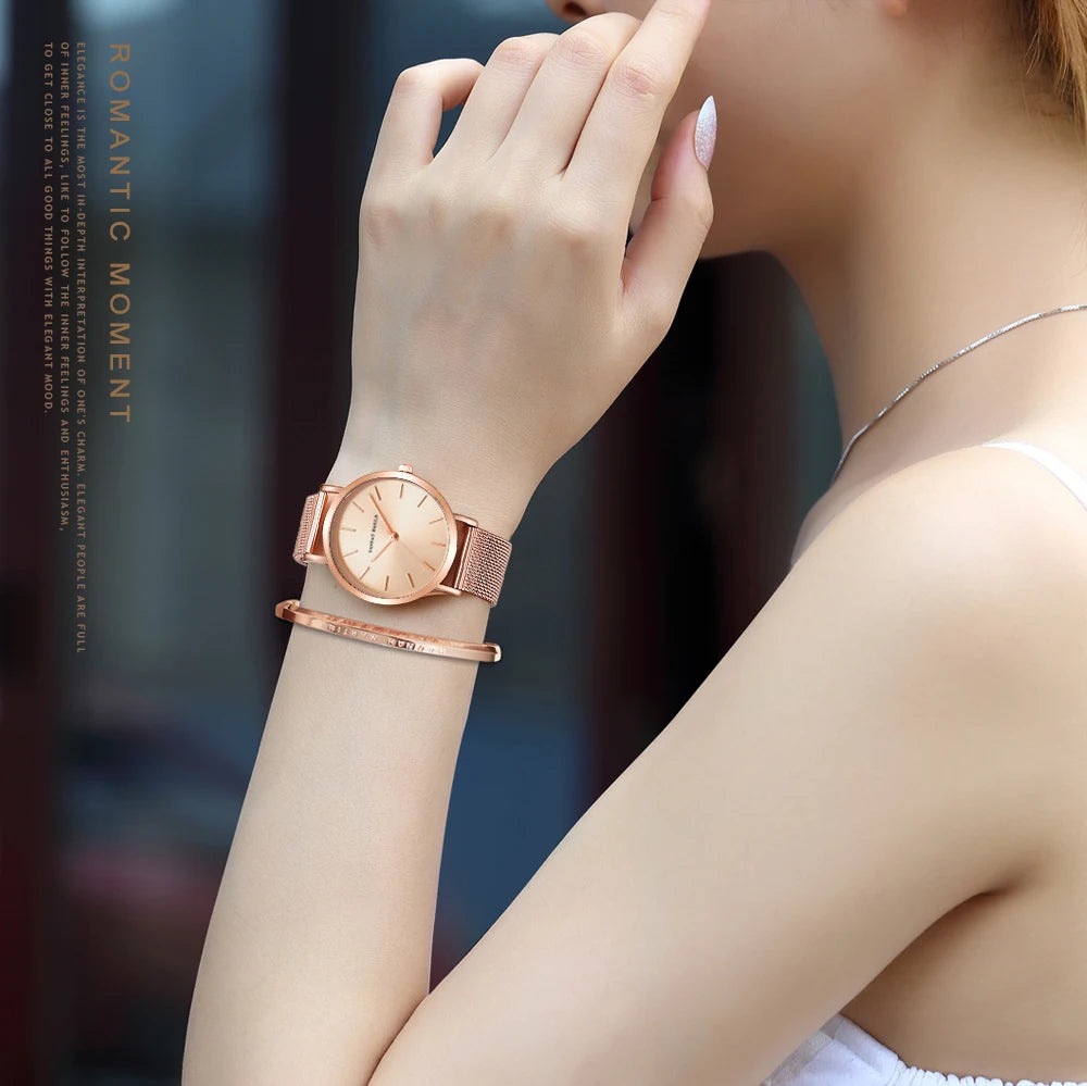 Reloj Hannah Martin Elite – Oro Rosa 36mm – Elegancia Minimalista y Diseño Premium