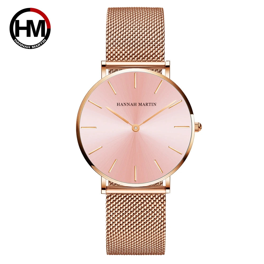 Reloj Hannah Martin Elite – Oro Rosa 36mm – Elegancia Minimalista y Diseño Premium
