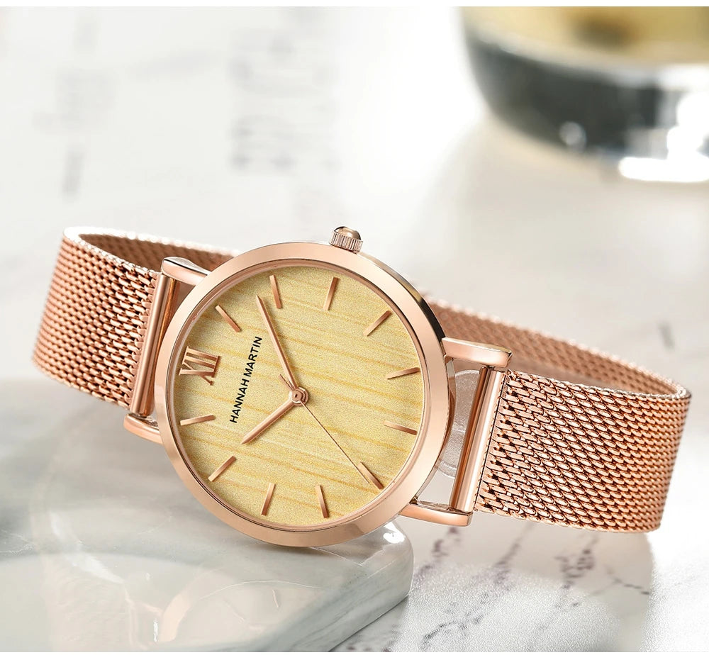 Reloj Hannah Martin Elite – Oro Rosa 36mm – Elegancia Minimalista y Diseño Premium