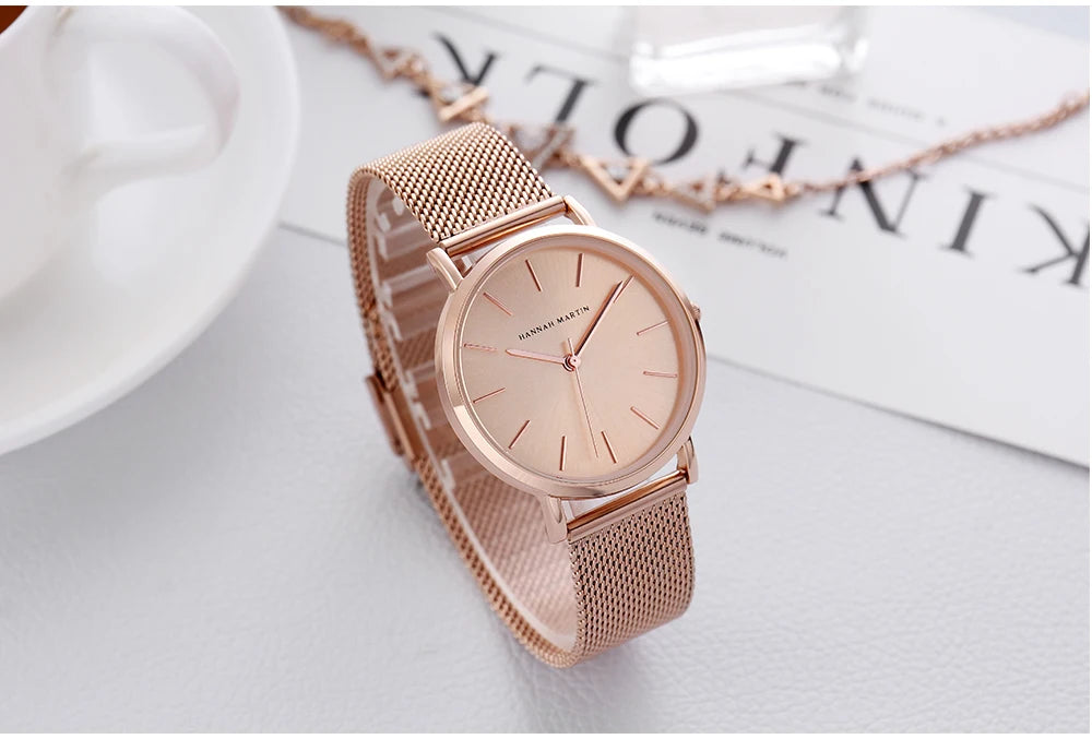 Reloj Hannah Martin Elite – Oro Rosa 36mm – Elegancia Minimalista y Diseño Premium