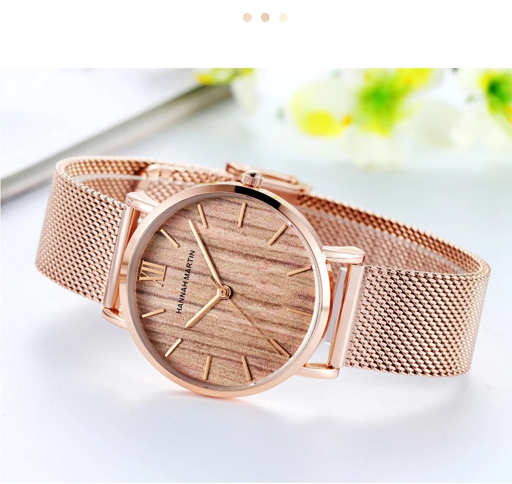 Reloj Hannah Martin Elite – Oro Rosa 36mm – Elegancia Minimalista y Diseño Premium