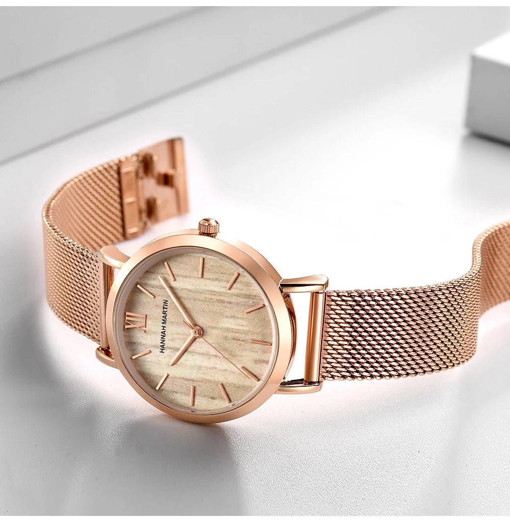 Reloj Hannah Martin Elite – Oro Rosa 36mm – Elegancia Minimalista y Diseño Premium