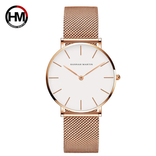 Reloj Hannah Martin Elite – Oro Rosa 36mm – Elegancia Minimalista y Diseño Premium
