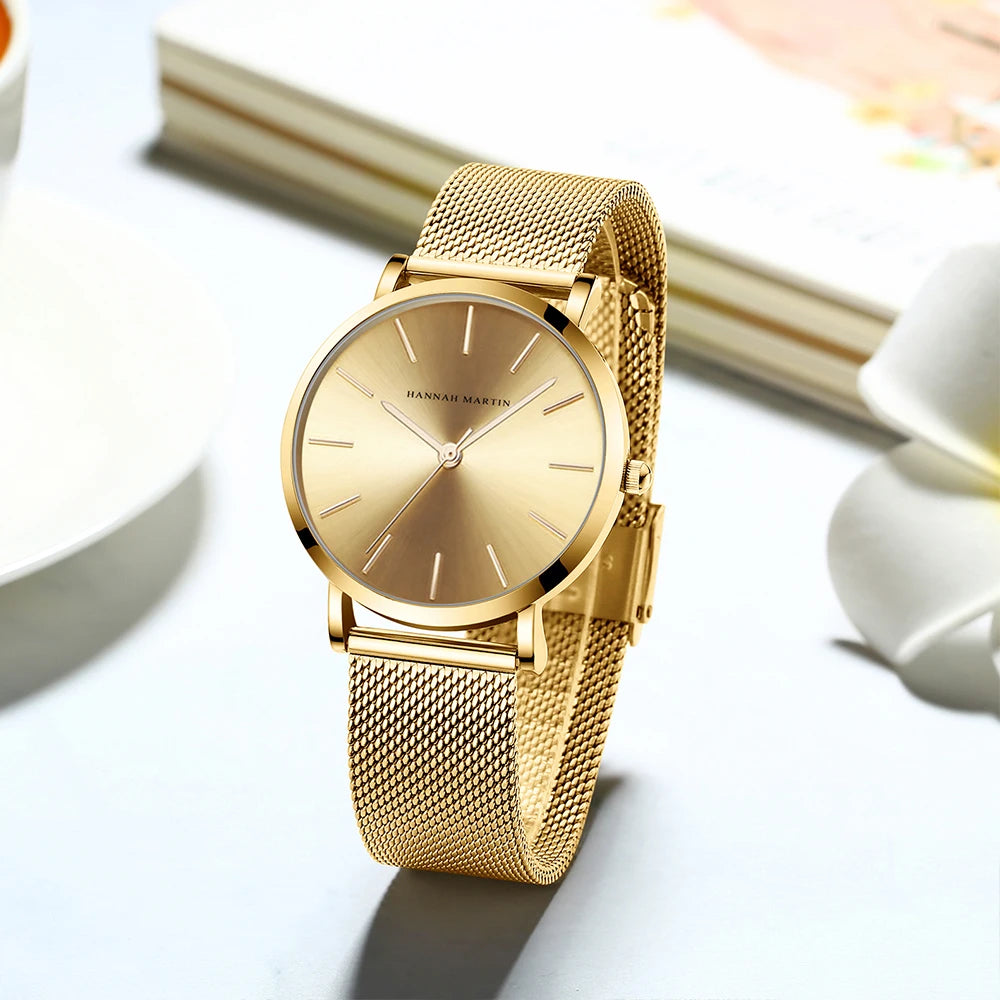 Reloj Hannah Martin Elite – Oro Rosa 36mm – Elegancia Minimalista y Diseño Premium