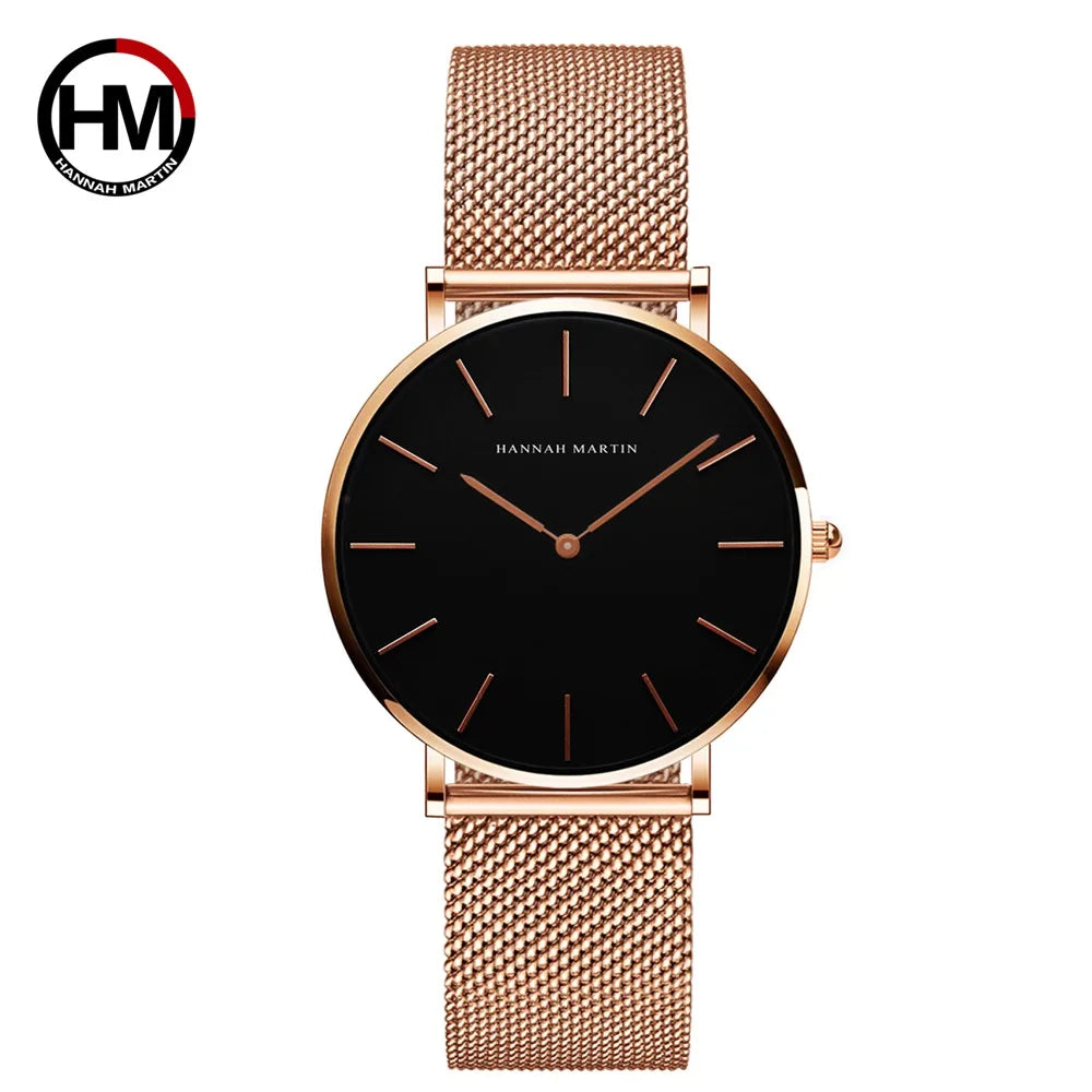 Reloj Hannah Martin Elite – Oro Rosa 36mm – Elegancia Minimalista y Diseño Premium